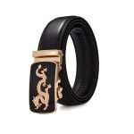 Leren herenriem met gouden draak